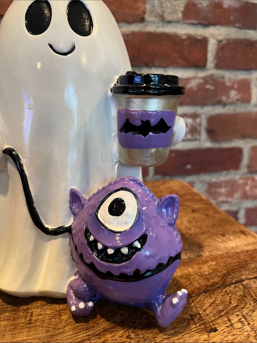 Ghost & One-Eyed Monster resin Figurine - White and Purple Home Accent - Picture 6 of 9